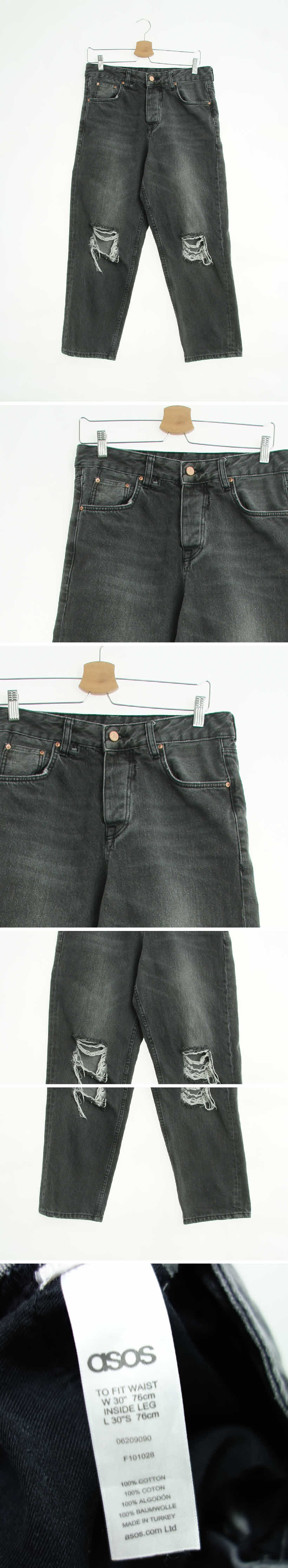 asos 데미지진 asos 그레이 데님 데미지진