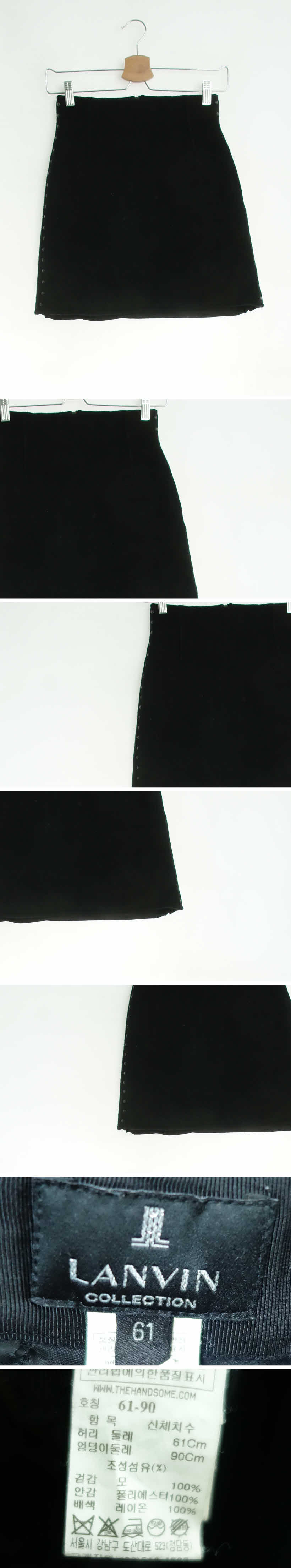 랑방 사이드스터드미니스커트 랑방 블랙 울 사이드스터드미니스커트