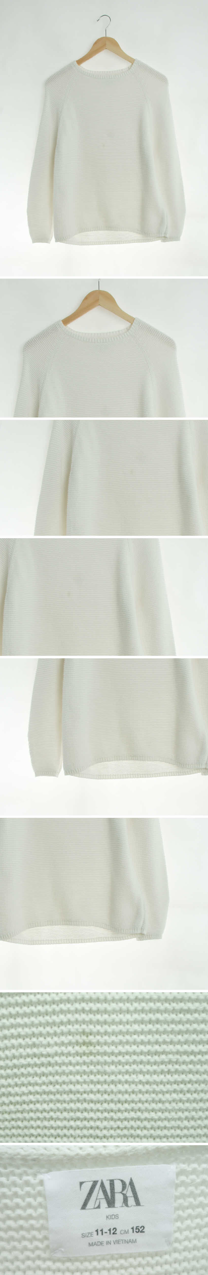 자라 라운드니트 자라 화이트 면혼방 라운드니트