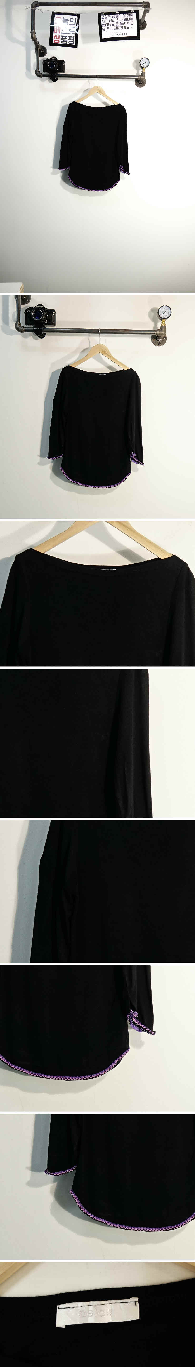 블랙 면혼방 7부티셔츠