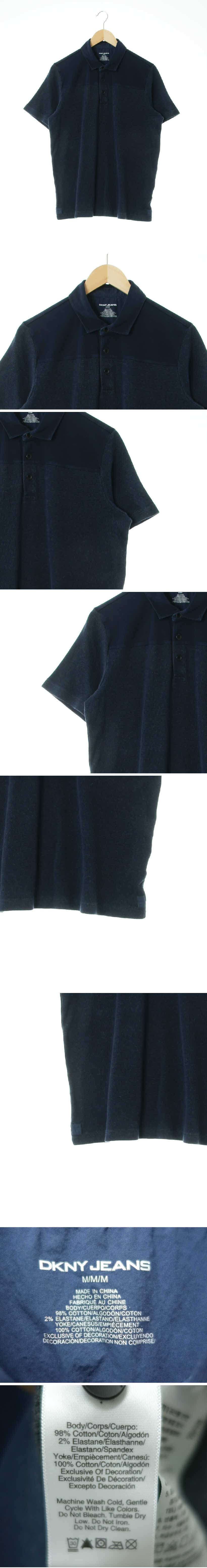 dkny 배색카라반팔니트 dkny 네이비 면혼방 배색카라반팔니트