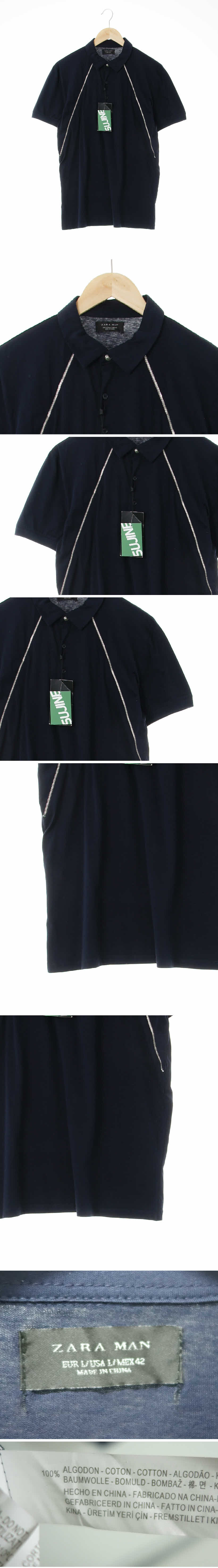 자라맨 지퍼장식반팔카라티 리바이스 중청 데님 스트레이트진