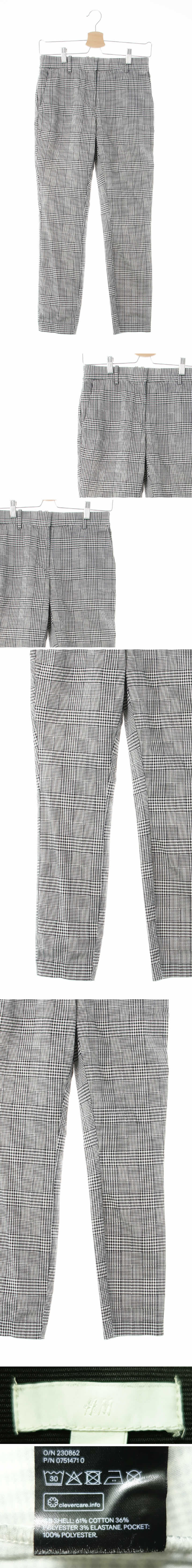 h&m 스키니팬츠 h&m 화이트블랙 체크 면혼방 스키니팬츠