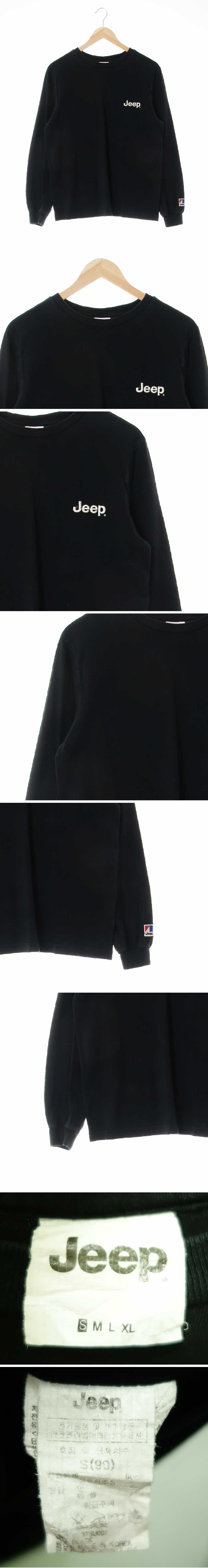 지프 라운드긴팔티 지프 블랙 면혼방 라운드긴팔티
