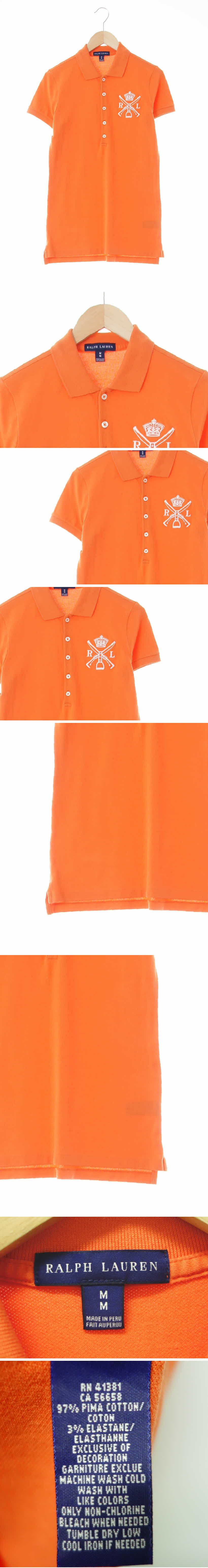 랄프로렌 슬림반팔카라티 랄프로렌 오렌지 면혼방 슬림반팔카라티