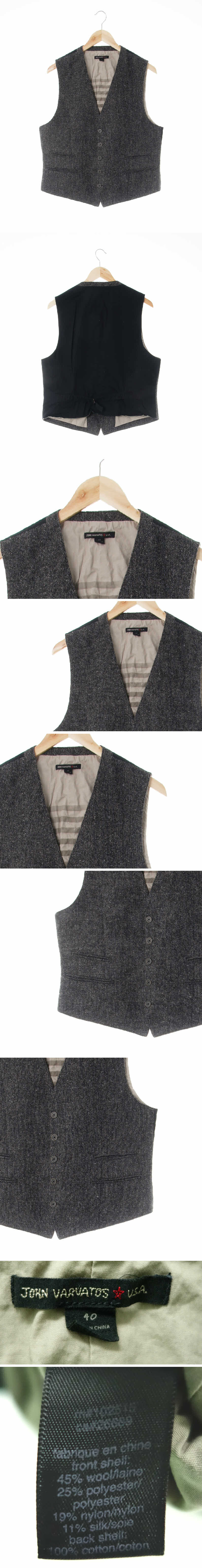 Johnvarvatos 배색모직베스트 Johnvarvatos 그레이 울혼방 배색모직베스트