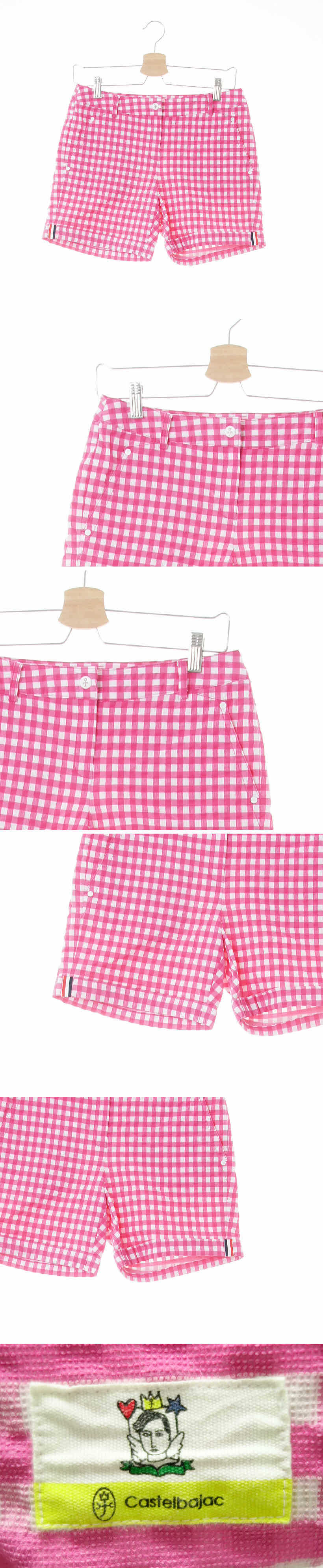 까스텔바작 롤업골프숏팬츠 까스텔바작 핑크 체크 롤업골프숏팬츠