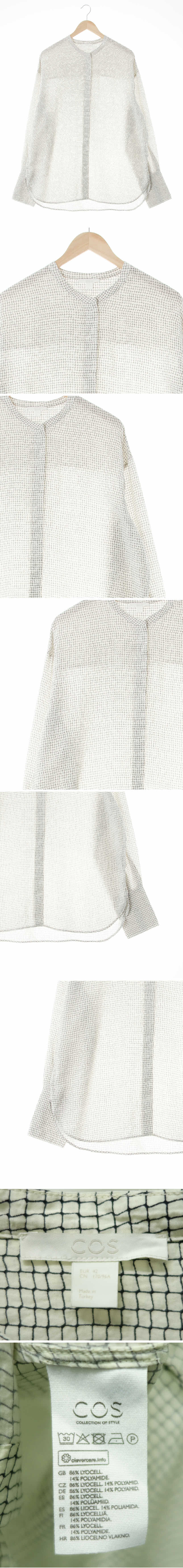 코스 오버핏히든버튼셔츠 코스 아이보리 네모패턴 오버핏히든버튼셔츠