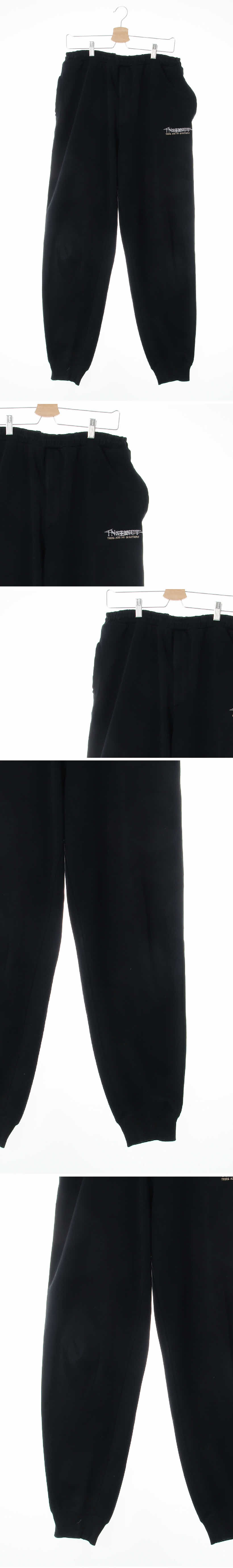 블랙 면혼방 조거핏트레이닝팬츠
