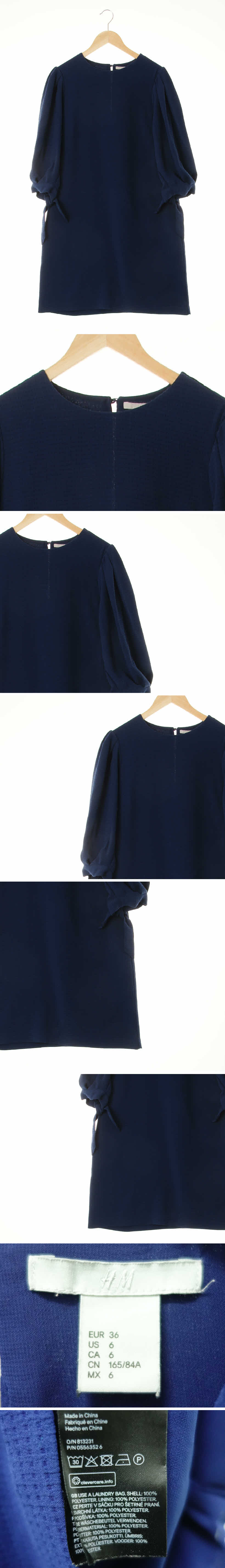 h&m 소매타이퍼프원피스 h&m 네이비 도트패턴 소매타이퍼프원피스