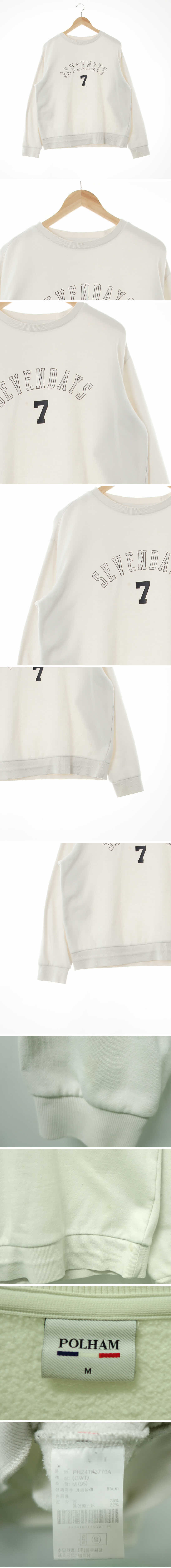 폴햄 세븐데이즈크루덱넥맨투맨 폴햄 화이트 프린팅 면혼방 세븐데이즈크루덱넥맨투맨