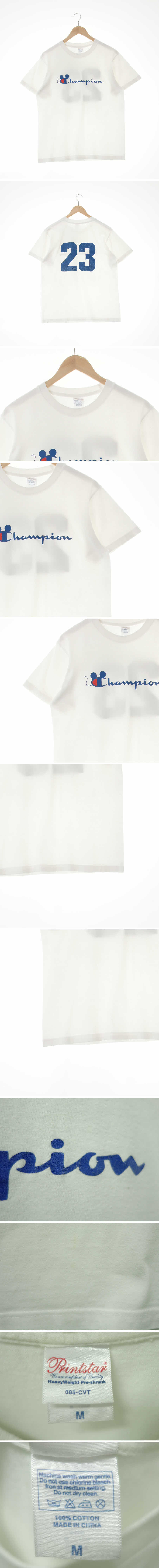 프린트스타챔피언 크루넥반소매티 프린트스타챔피언 화이트 프린팅 면 크루넥반소매티