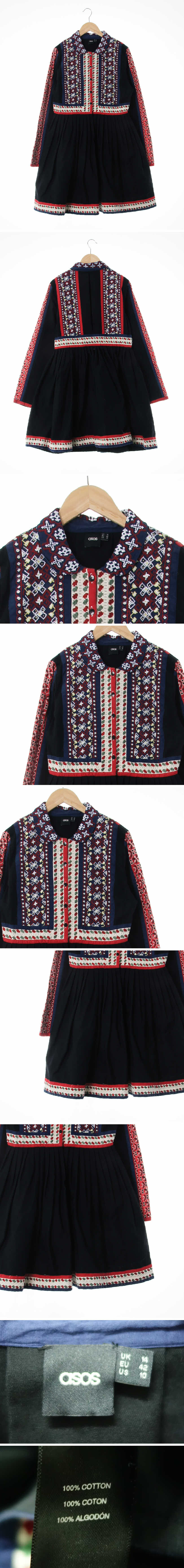asos 자수믹스원피스 asos 블랙 면 자수믹스원피스