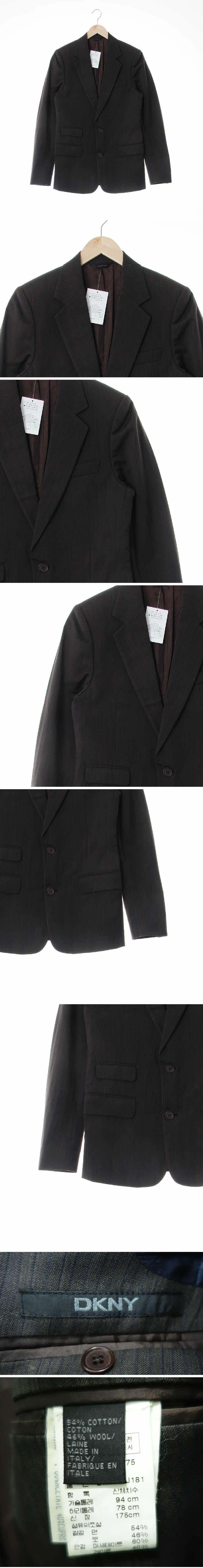 dkny 투버튼싱글재킷 dkny 브라운 스트라이프 울혼방 투버튼싱글재킷