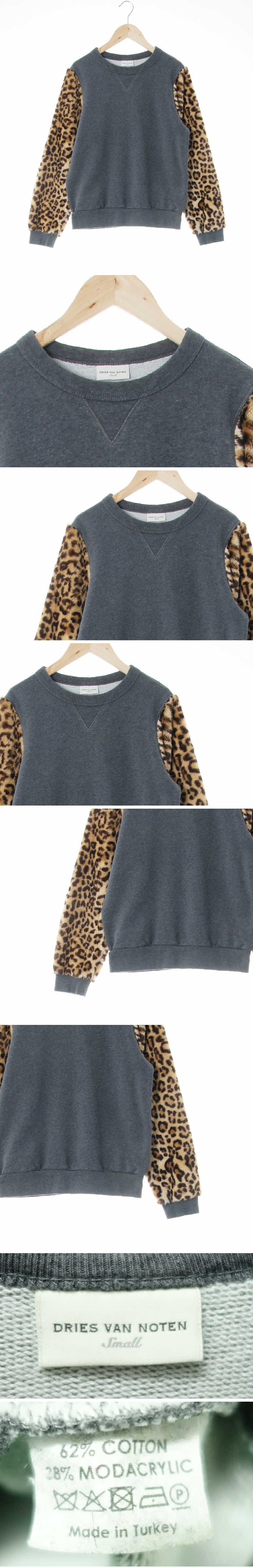 driesvannoten 레오파드배색맨투맨 driesvannoten 미듐그레이 면혼방 레오파드배색맨투맨