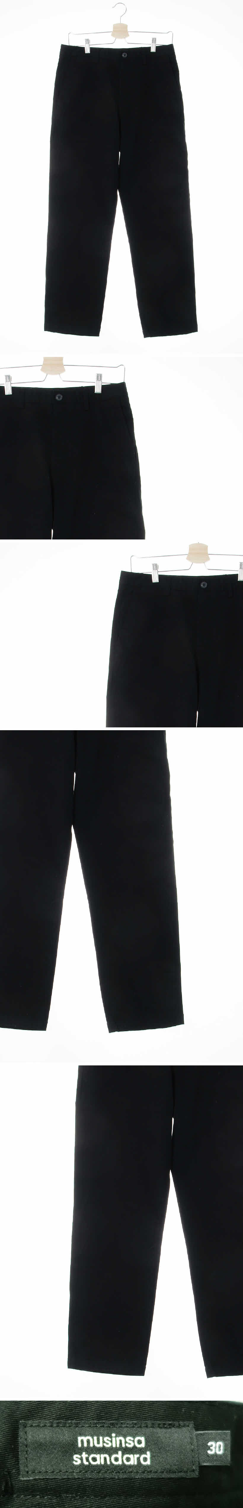 무신사스탠다드 블랙 면혼방 테이퍼드치노팬츠