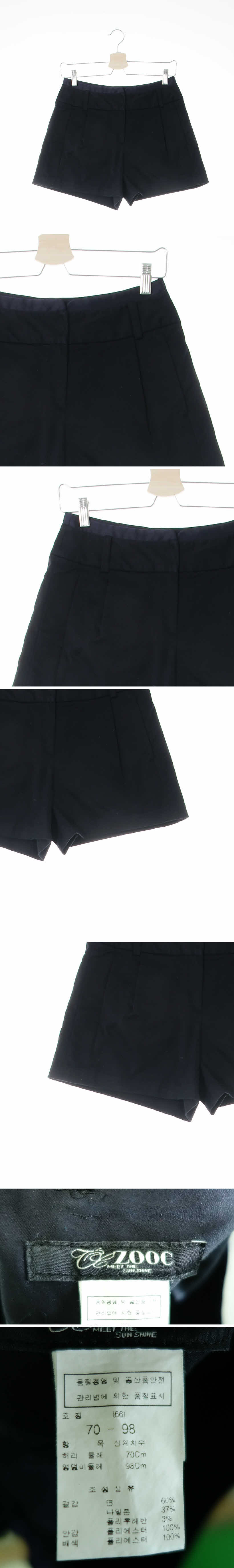 주크 다크네이비 면혼방 핀턱와이드숏팬츠