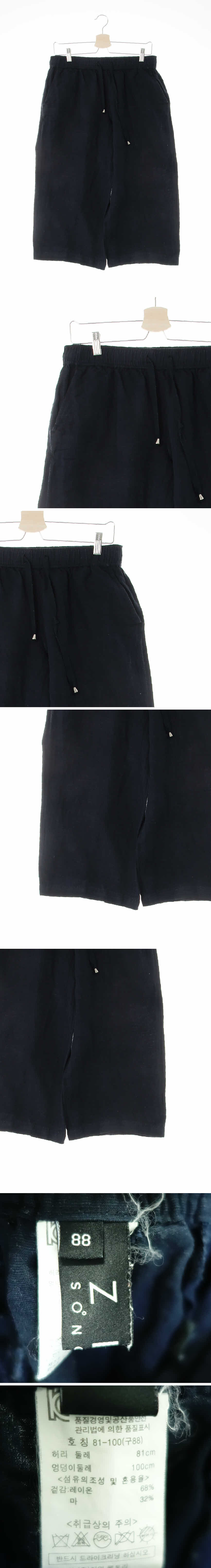 송지오 와이드7부팬츠 송지오 네이비 린넨혼방 와이드7부팬츠