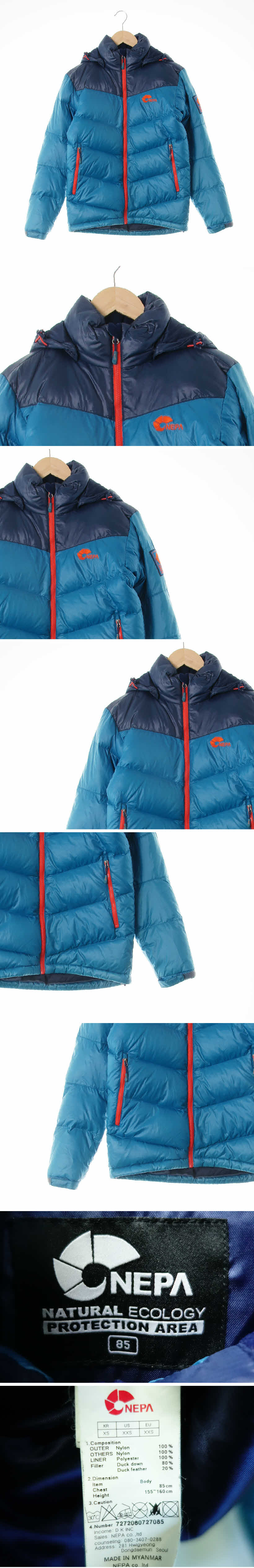 네파 로고자수후디패딩점퍼 네파 블루네이비 덕다운 로고자수후디패딩점퍼
