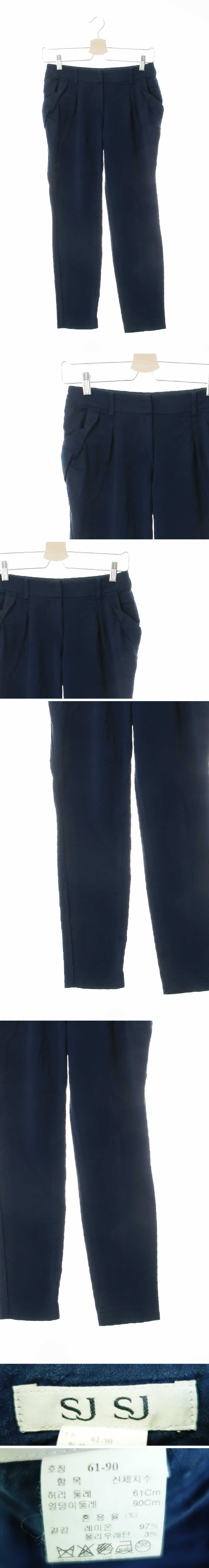 sjsj 로우핀턱스키니슬랙스 sjsj 네이비 로우핀턱스키니슬랙스