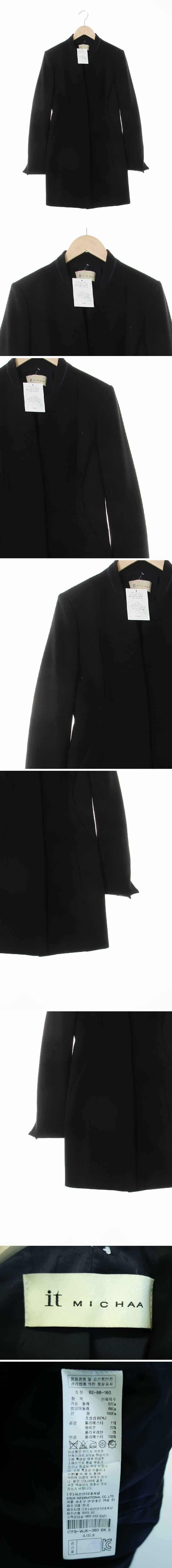 잇미샤 노카라원버튼절개롱재킷 잇미샤 블랙 노카라원버튼절개롱재킷