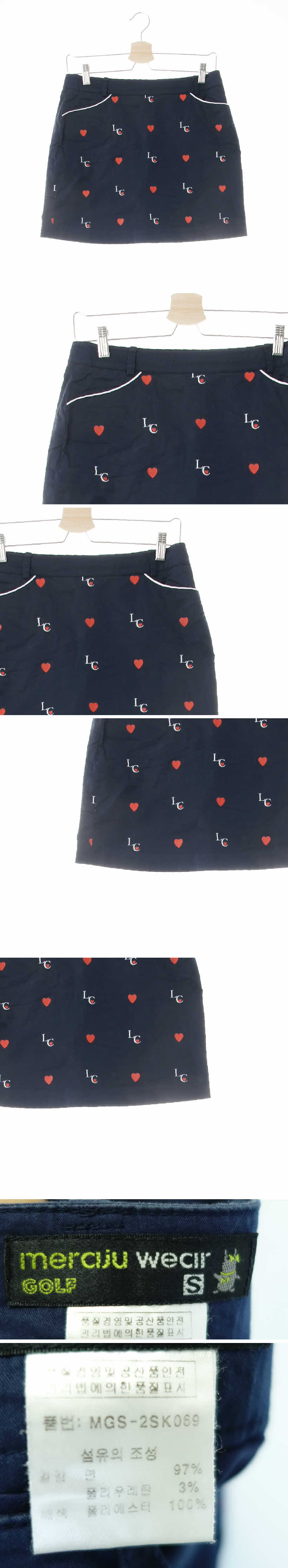 merajuwear 골프스커트 merajuwear 네이비 하트로고패턴 면혼방 골프스커트