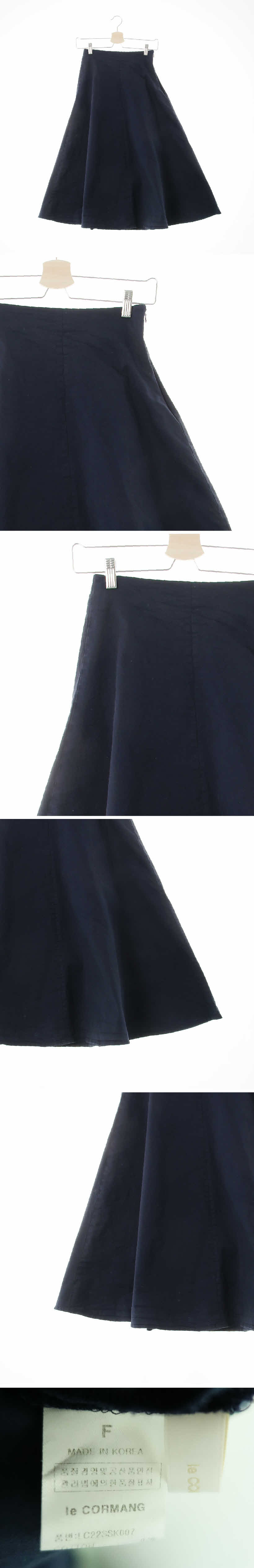 르꼬르망 절개롱플레어스커트 르꼬르망 네이비 면혼방 절개롱플레어스커트