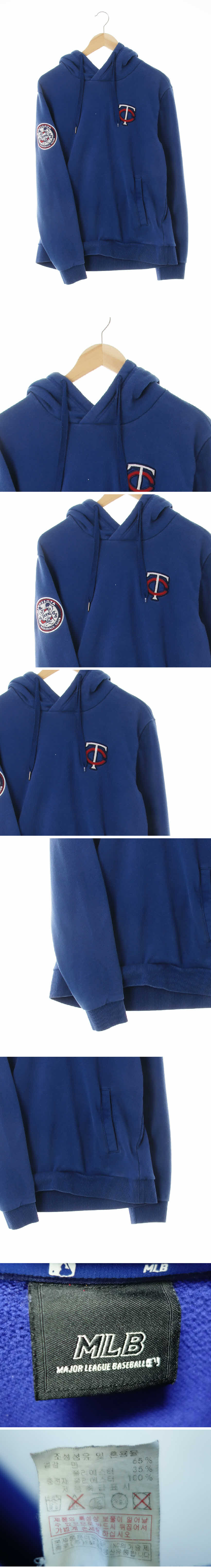 MLB 후드티 MLB 블루 면혼방 후드티