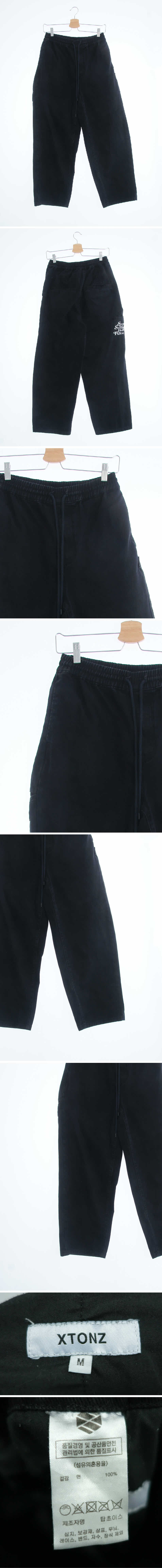 xtonz 블랙 데님 워싱와이드항아리진