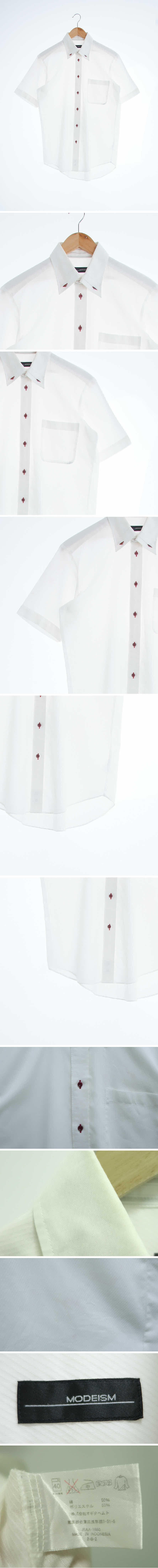 modeism 포인트버튼반소매셔츠 modeism 화이트 면혼방 포인트버튼반소매셔츠