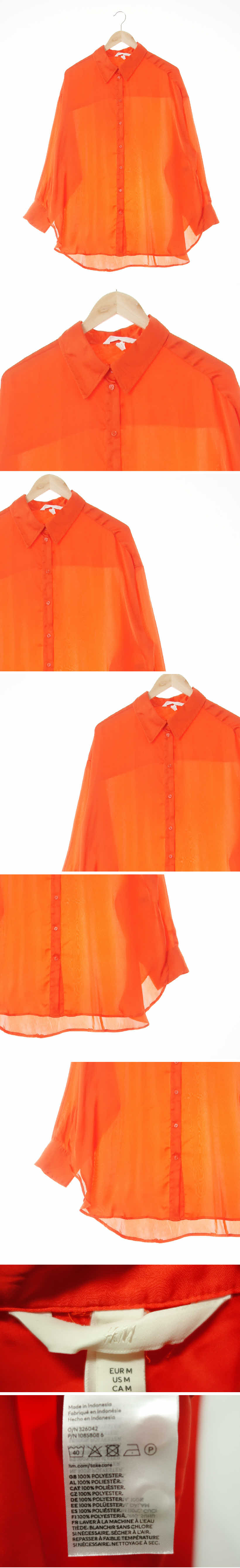 h&m 사이드딥컷실키블라우스 h&m 다홍색 사이드딥컷실키블라우스