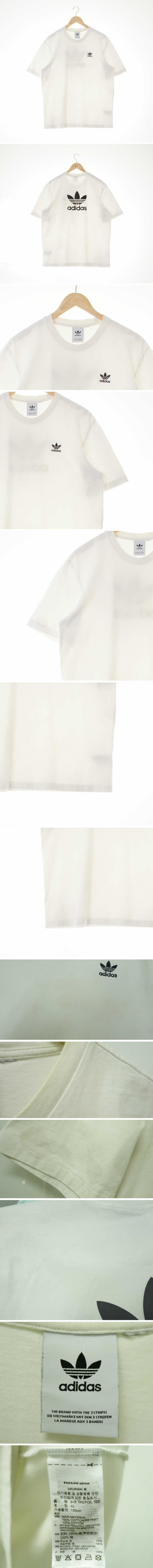아디다스오리지널 화이트 프린팅 면 백빅로고크루넥반팔티