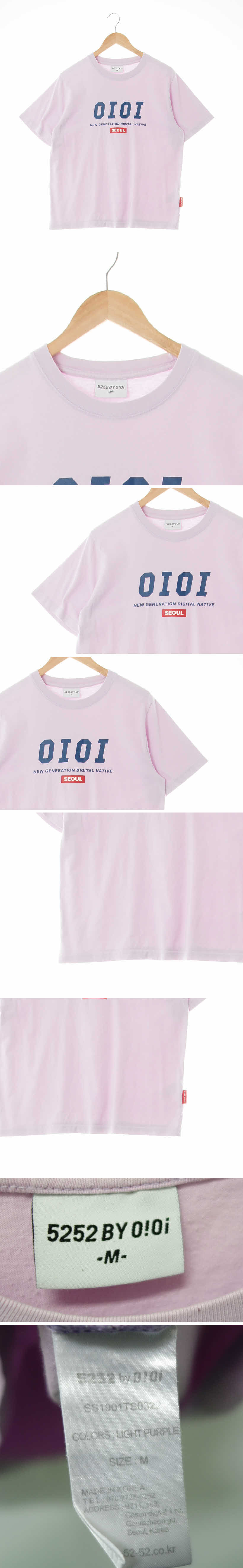 oioi 빅로고라운드반팔티 oioi 라이트퍼플 프린팅 면 빅로고라운드반팔티