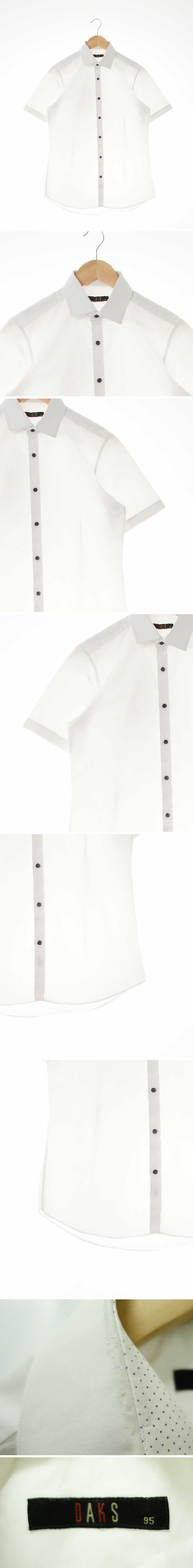닥스 화이트 면혼방 와이드카라카브라반소매셔츠
