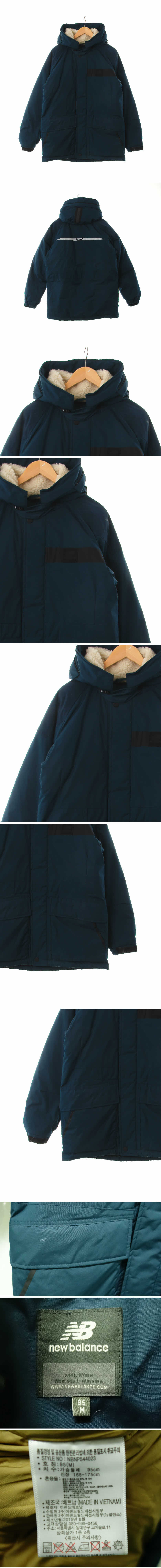 뉴발란스 네이비피오니 덕다운 어깨배색하프패딩점퍼