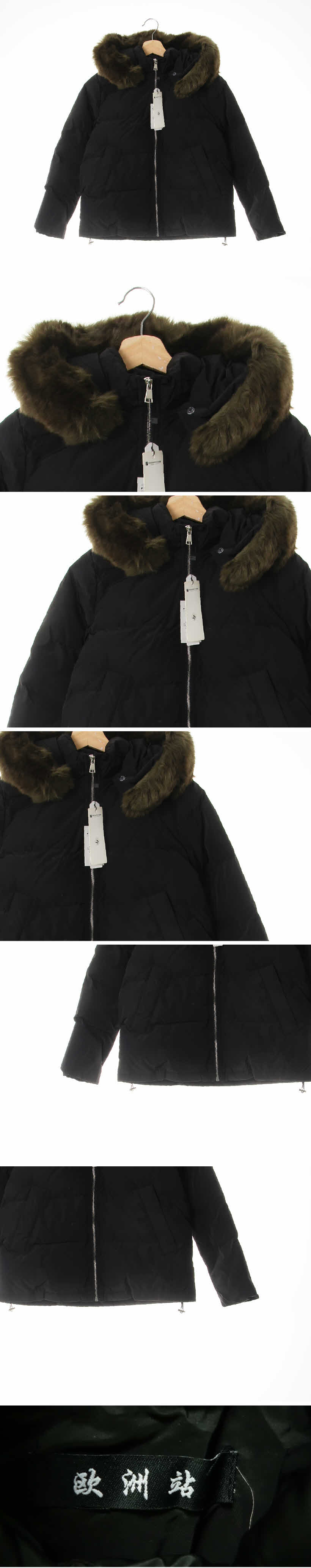 블랙 퍼배색하프패딩 블랙 퍼배색하프패딩