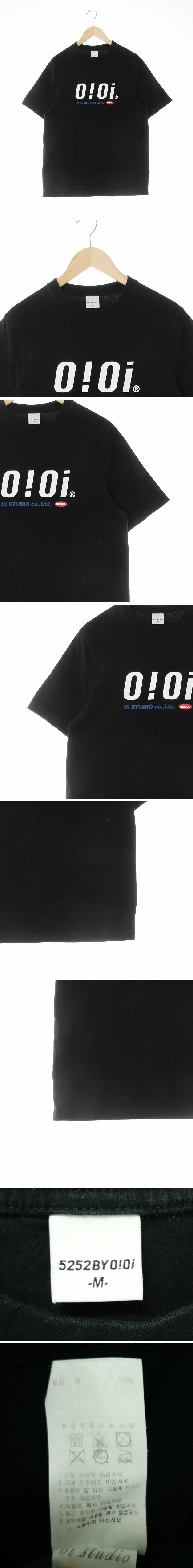 oioi 빅로고크루넥반팔티 oioi 블랙 프린팅 면 빅로고크루넥반팔티