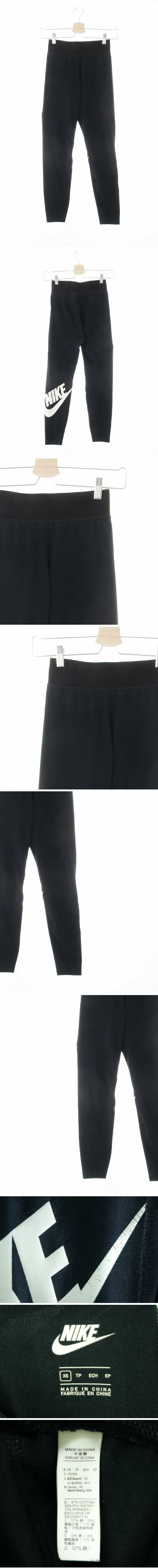 나이키 블랙 면혼방 와이드밴딩백빅로고레깅스