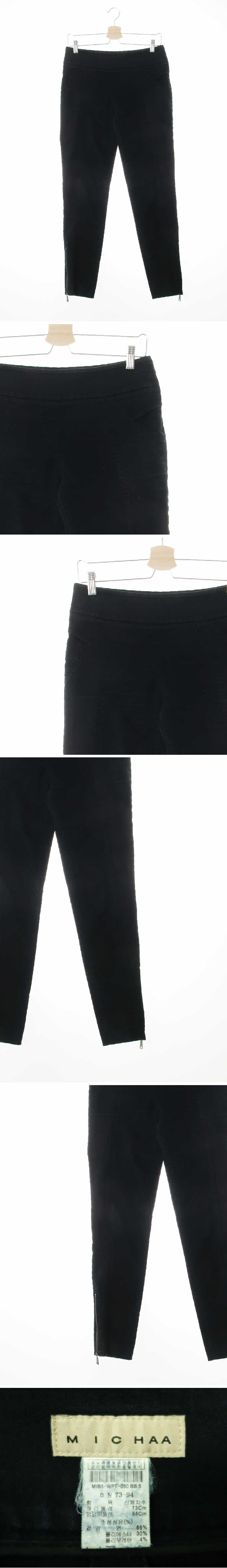 미샤 절개핀턱슬림팬츠 미샤 블랙 면혼방 절개핀턱슬림팬츠