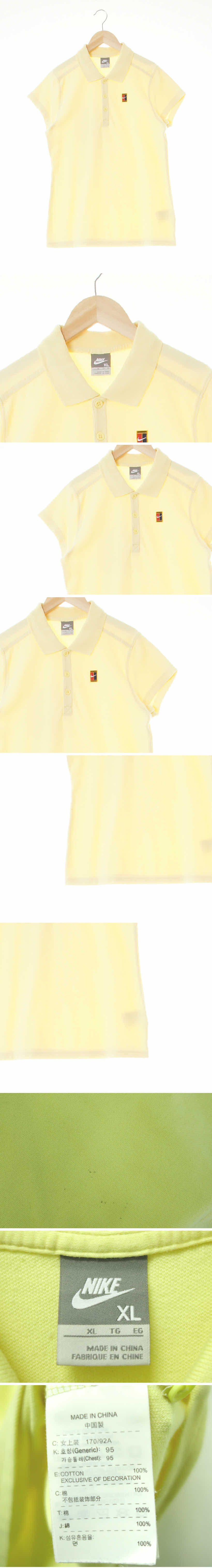 나이키 파스텔옐로우 면 가슴로고패치반팔피케티