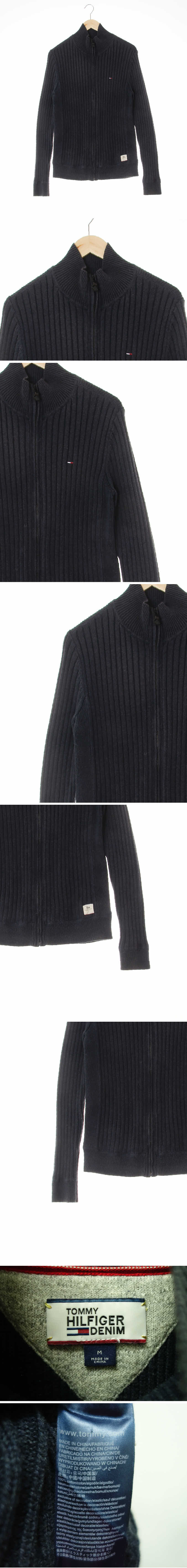 타미힐피거 하이넥골지니트집업 타미힐피거 차콜 면 하이넥골지니트집업