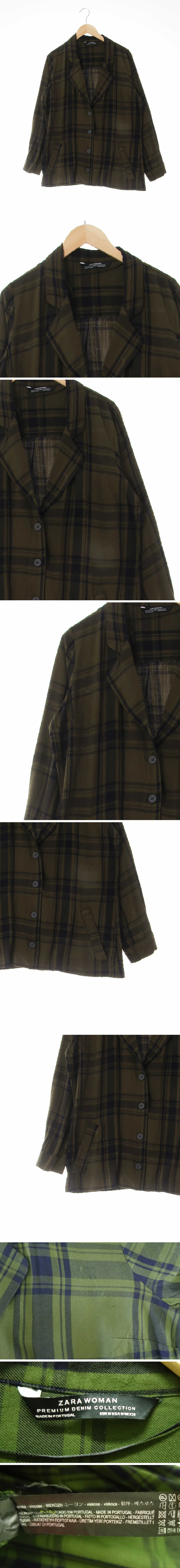 자라우먼 간절기싱글재킷 자라우먼 카키 체크 간절기싱글재킷