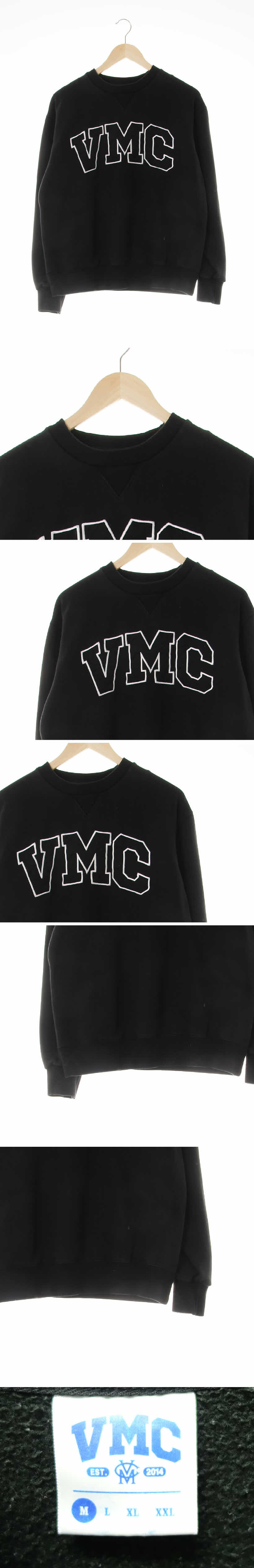 vmc 블랙 면혼방 빅로고자수맨투맨