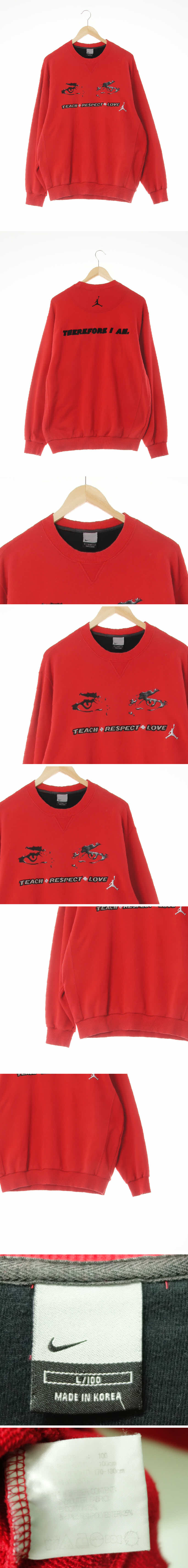 나이키 레터링자수맨투맨 나이키 레드 프린팅 면혼방 레터링자수맨투맨