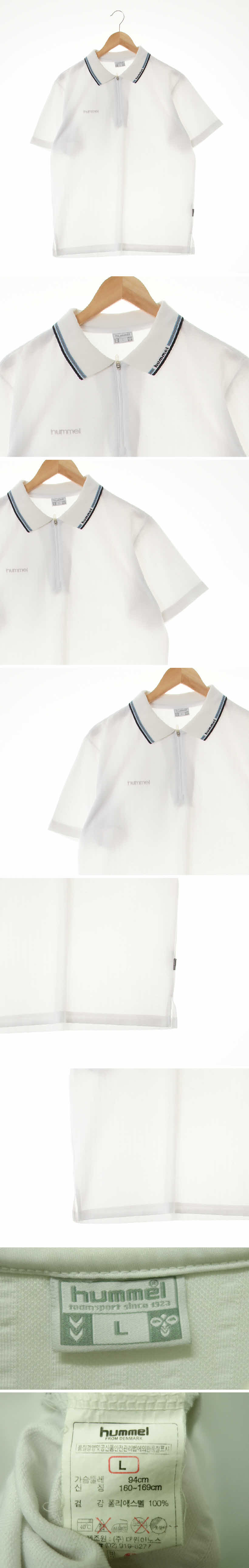 hummel 메쉬스트라이프반팔카라티 hummel 화이트네이비 스트라이프 메쉬스트라이프반팔카라티