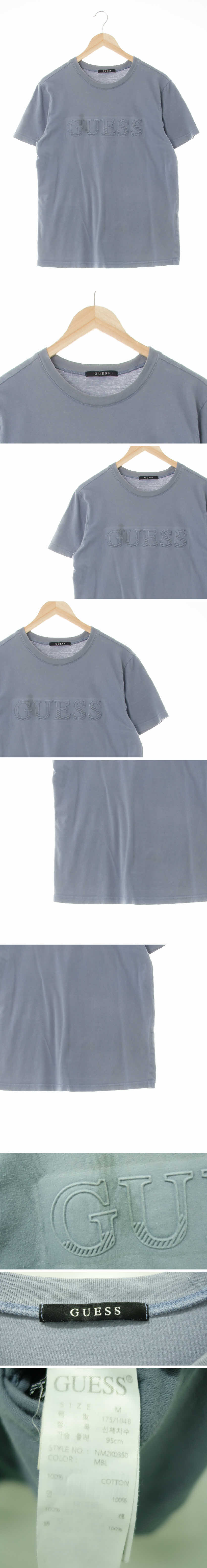 Guess 로고반팔티 Guess 웜스톤블루 면 로고반팔티