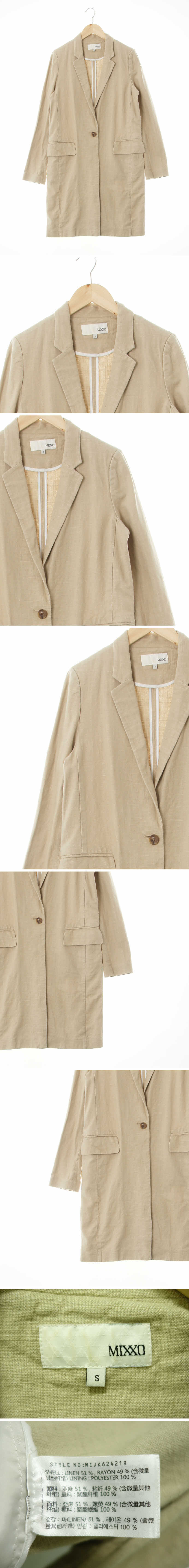 mixxo 플랩포켓원버튼간절기롱코트 mixxo 베이지 린넨혼방 플랩포켓원버튼간절기롱코트