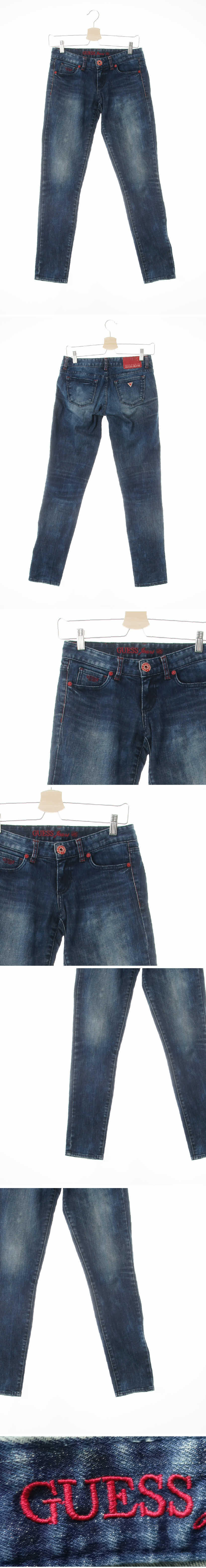 Guess 로우비버리앵클스키니진 Guess 진청 데님 로우비버리앵클스키니진