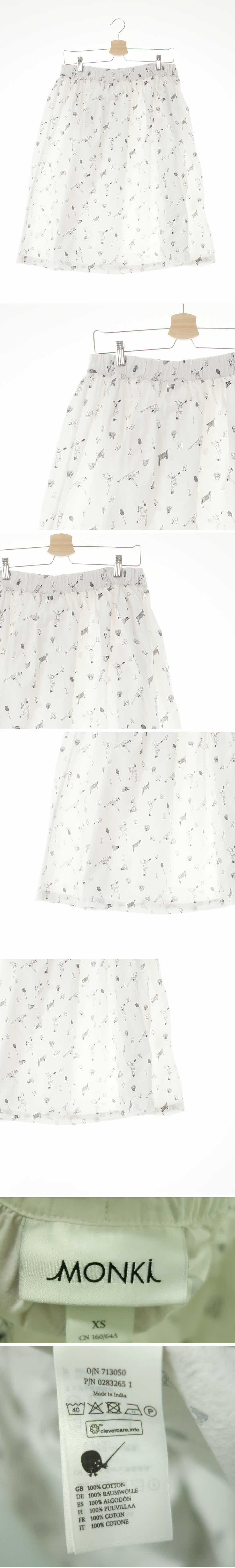 monki 플레어미디스커트 monki 화이트 배드민턴패턴 면 플레어미디스커트