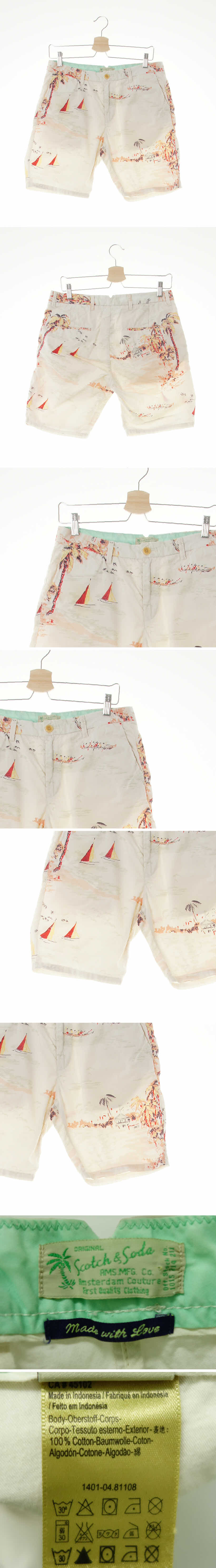 scotch&soda 하프팬츠 scotch&soda 아이보리 그림패턴 면 하프팬츠